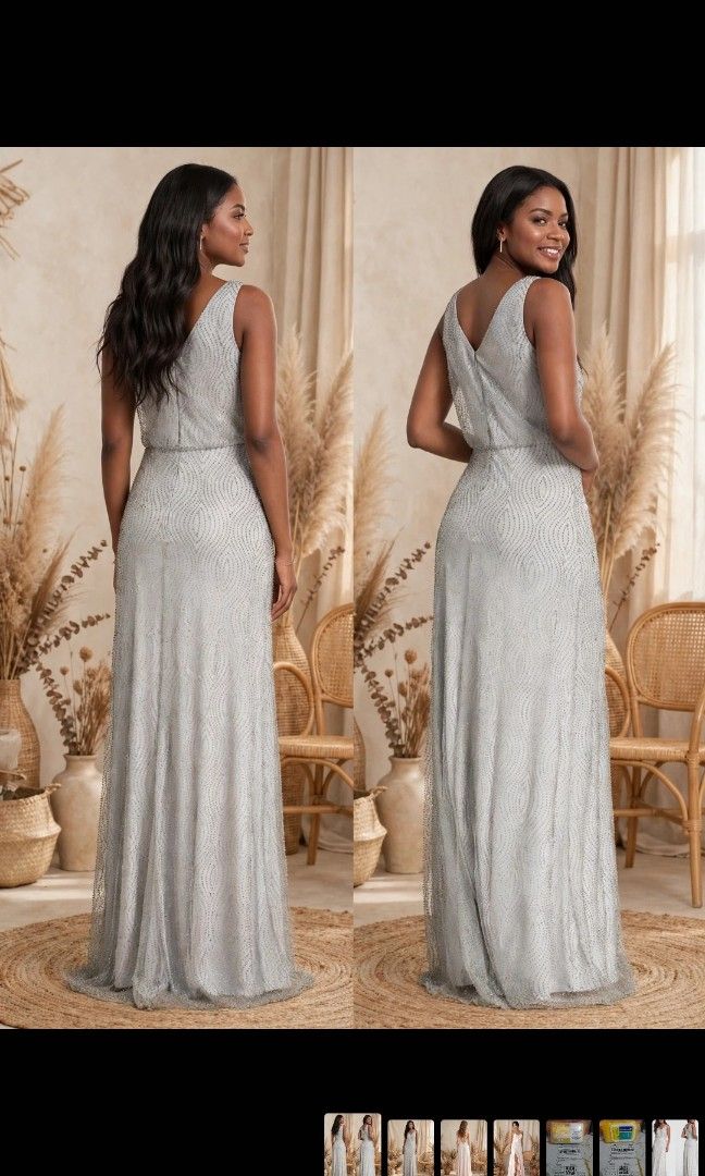 Silver Grey Beaded Gown-US Size: 6 & 8 (Category: Evening dresses & gowns) located in Manila. Submitted by jollyann_b1990 (Listing ID 1470428336, Image 2). Description: ✨ AVAILABLE FOR SALE ✨ Perfect for weddings, debuts, prom, pageants & other special occasions. Size: [US Size: 6 & 8] Size: 6 bust: 35 inches waist: 30 inches length: 61 inches Color: [Grey] Material: [Soft Mesh/Polyester] Condition: [Brand New] 📍 Pasig 🚚 Delivery available 📩 S