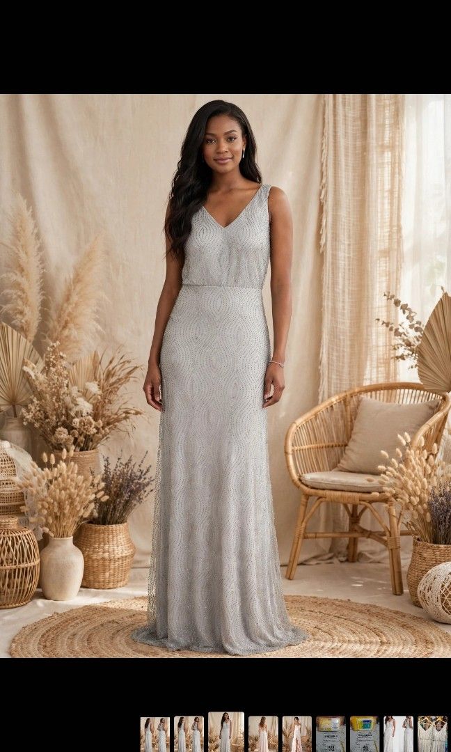 Silver Grey Beaded Gown-US Size: 6 & 8 (Category: Evening dresses & gowns) located in Manila. Submitted by jollyann_b1990 (Listing ID 1470428336, Image 1). Description: ✨ AVAILABLE FOR SALE ✨ Perfect for weddings, debuts, prom, pageants & other special occasions. Size: [US Size: 6 & 8] Size: 6 bust: 35 inches waist: 30 inches length: 61 inches Color: [Grey] Material: [Soft Mesh/Polyester] Condition: [Brand New] 📍 Pasig 🚚 Delivery available 📩 S