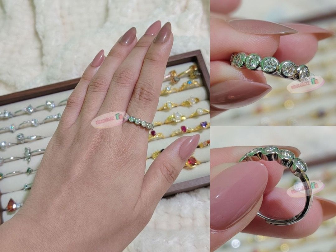 Silver White Moissanite Bezel-Set Eternity Bubble Band (Adjustable) (Category: Rings) located in Basista. Submitted by einasellsxz (Listing ID 1470521116, Image 1). Description: ☑ can pass moissanite tester - pictures upon request ✨ Modern Bezel-Set White Moissanite Eternity Bubble Ring ✨ Introduce a touch of contemporary luxury and sleek elegance to your jewelry stack. This brilliant ring features a continuous row of shimmering, clear white roun