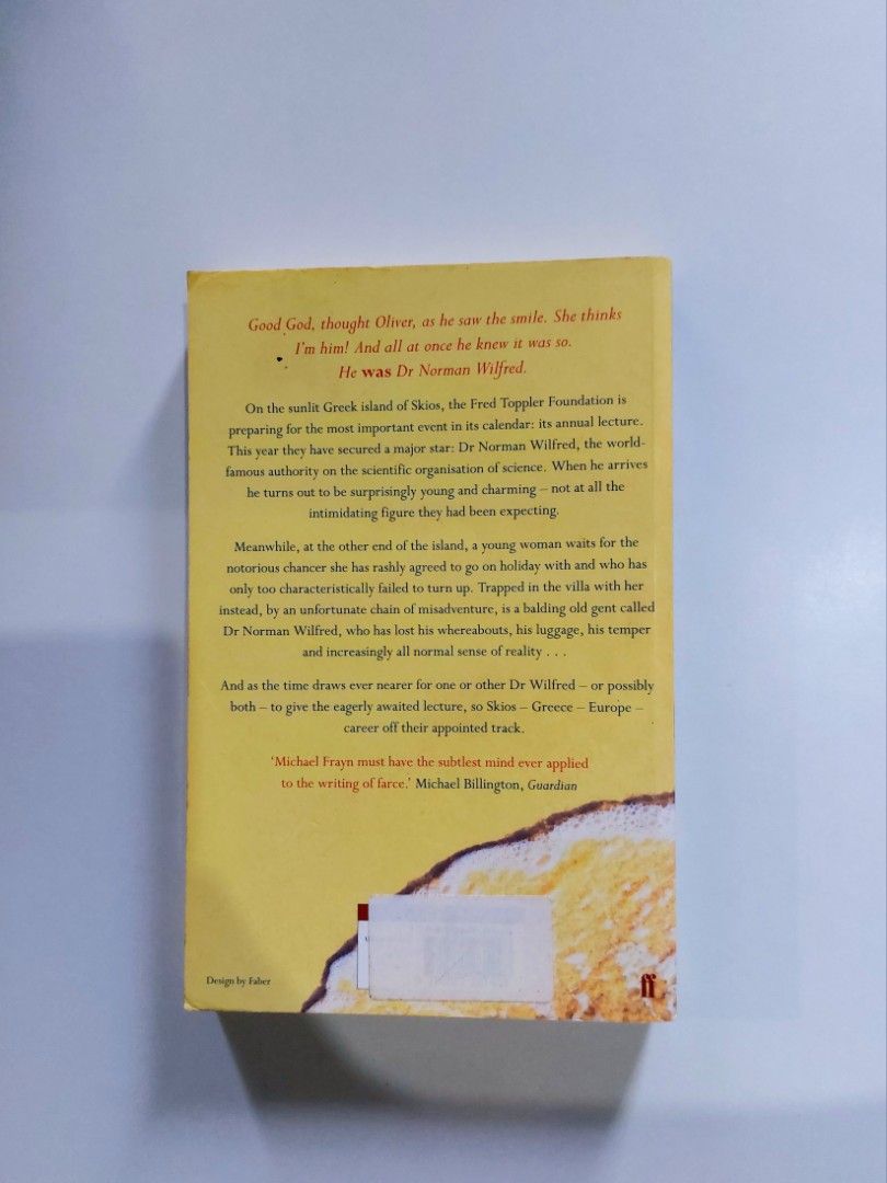 Skios by Michael Frayn (UK large paperback) (Category: Storybooks) located in Batangas. Submitted by solanasupersale (Listing ID 1470440362, Image 2). Description: 📚 major bookshelf clean out / clearance sale ~ — RFS: decluttering my bookshelves and switching to digital books — MOP: Gcash | fast shipping *feel free to send a message if you wish to negotiate the price :).