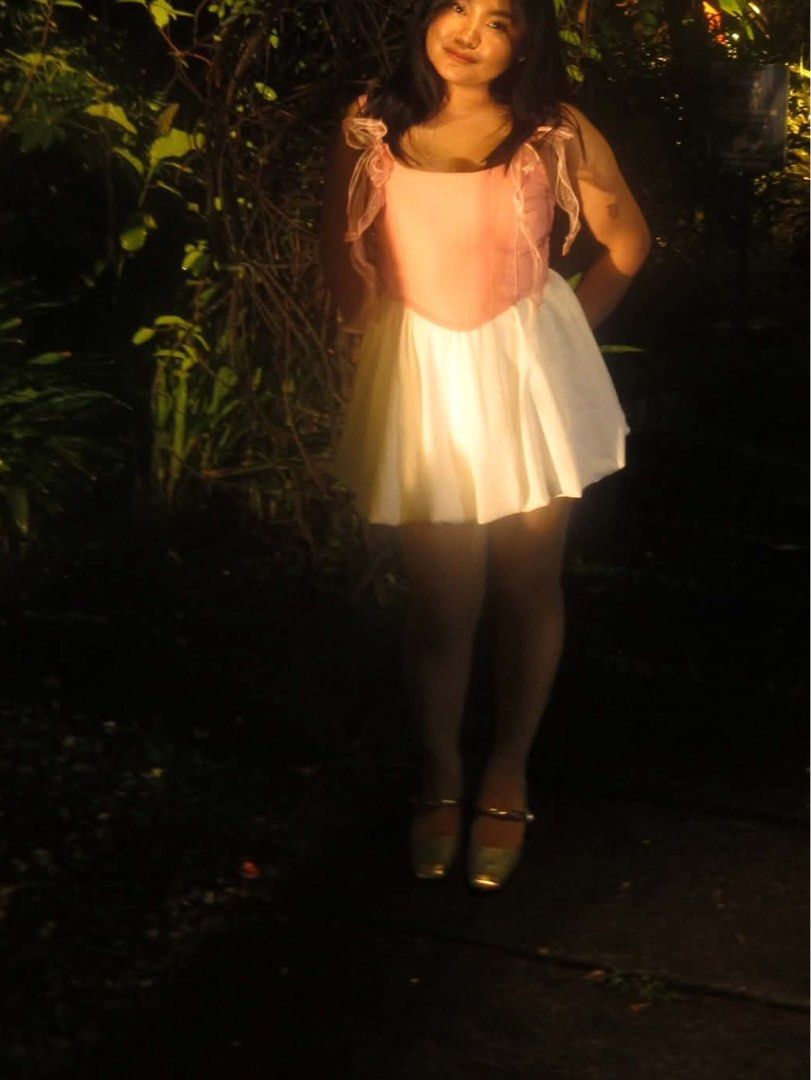Small to Medium Pink corset with ribbon (Category: Dresses) located in Cabuyao City. Submitted by madelragas (Listing ID 1470461566, Image 2). Description: - Style: Fairy, sweet coquette aesthetic - Design: Light pink top - Best for: Outdoor photoshoots, evening walks, or casual dates.