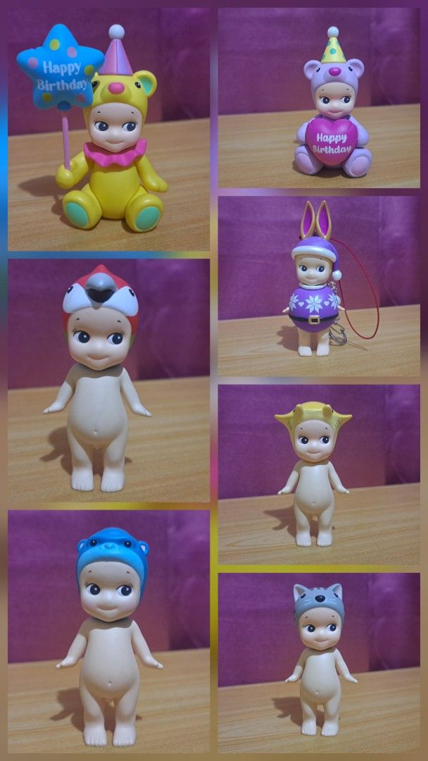 Sonny Angels Collection (Category: Designer & Blind Box Toys) located in Manila. Submitted by cyj08 (Listing ID 1470498718, Image 1). Description: - Authentic Sonny Angel collection - Includes 7 figures: birthday bear, sitting bear with heart, Christmas ornament, toucan, shark, blue monkey, and grey cat - Condition: Adult collector item, displayed on shelf only - Note: No original boxes included - Perfect for growing your Sonny Angel display!.