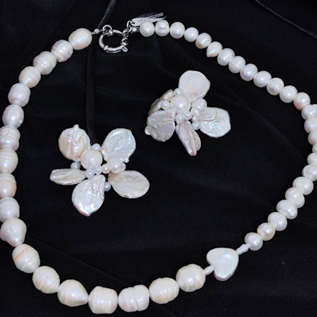 Spaceskullpixie Florist Pill Earrings & 143 Necklace (Category: Necklaces) located in Manila. Submitted by goodiesforthebaddies (Listing ID 1470480390, Image 1). Description: 🐚 Florist Pill Earrings & 143 Necklace by Spaceskullpixie (I think, 143 necklace is currently sold out/oos) - Tried for only a few minutes - Bought last 2025 for my wedding, but decided to use my mama's pearl instead 🤍 - 5,555 as set | 3,000 earrings / necklace - Negotiabl