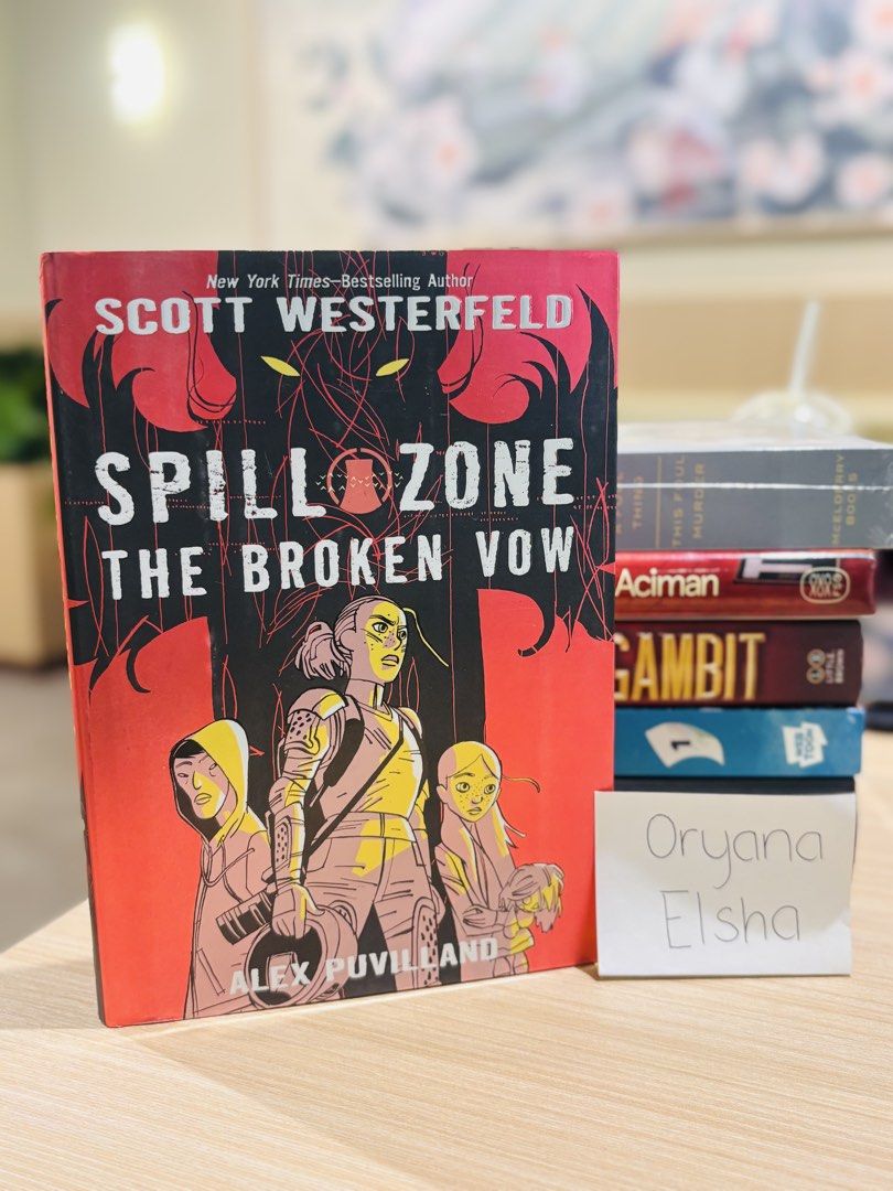 Spill Zone Book 2: The Broken Vow by Scott Westerfeld (Category: Storybooks) located in Manila. Submitted by yanastash (Listing ID 1470515162, Image 1). Description: - Title: Spill Zone: The Broken Shore (Book 2) - Authors: Scott Westerfeld & Alex Puvilland - Format: Hardcover with dust jacket - Condition: Clean pages, well-kept copy - Features: Full-color comic panels, engaging sci-fi adventure story.
