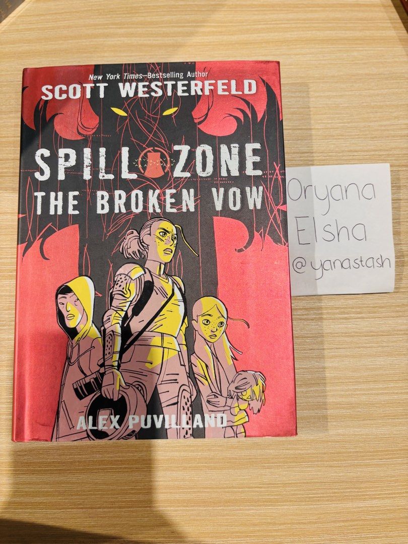 Spill Zone Book 2: The Broken Vow by Scott Westerfeld (Category: Storybooks) located in Manila. Submitted by yanastash (Listing ID 1470515162, Image 2). Description: - Title: Spill Zone: The Broken Shore (Book 2) - Authors: Scott Westerfeld & Alex Puvilland - Format: Hardcover with dust jacket - Condition: Clean pages, well-kept copy - Features: Full-color comic panels, engaging sci-fi adventure story.