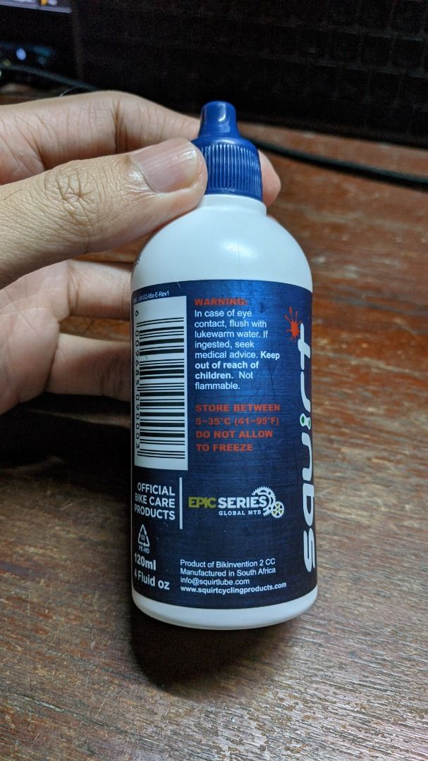 Squirt Long Lasting Chain Dry Lube (Wax Based) (Category: Bicycles) located in Manila. Submitted by rvnebon_ (Listing ID 1470523922, Image 3). Description: 📍 Limay, Bataan • Product: Squirt Long-Lasting Chain Lube • Size: 120ml bottle • Formula: Wax and water emulsion that repels dirt and keeps chains clean • Compatibility: Great for all bikes and all weather conditions • 98% full. Used 3x only • RFS: Switched to Hot Wax for my chain.
