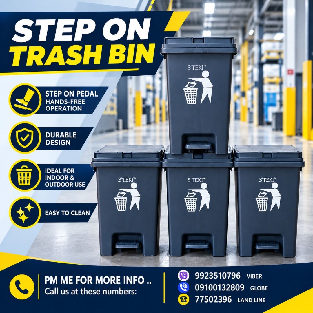 STEP ON TRASH BIN (Category: Looking For) located in Paranaque City. Submitted by buynowbilikanow (Listing ID 1470365892, Image 1). Description: ✅ Guaranteed lowest price ✅ Quality products ✅ Big discount for bulk orders ✅ 100% LEGIT TRUSTED SUPPLIER! ✅ With Complete Legal Documents ✅ BIR Registered We Supply All Kinds Of PPE Supplies, Raincoat, Hard Hat, Cooler Box, Plastic Trash Bin, Road Barriers, Kayak Boats, Crystal Kayak, Traffic Cone, T-Bo