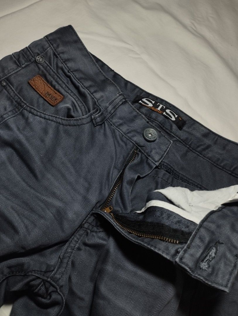 STS Jeans Dark Grey Biker Pants (Category: Jeans) located in Manila. Submitted by harrisonna97887 (Listing ID 1470485007, Image 2). Description: - Brand/Model: STS Jeans - Color: Dark grey with alternative wash - Design: Cool biker panel details down the legs and unique stitching - Fit/Style: Great for edgy, everyday streetwear styling.