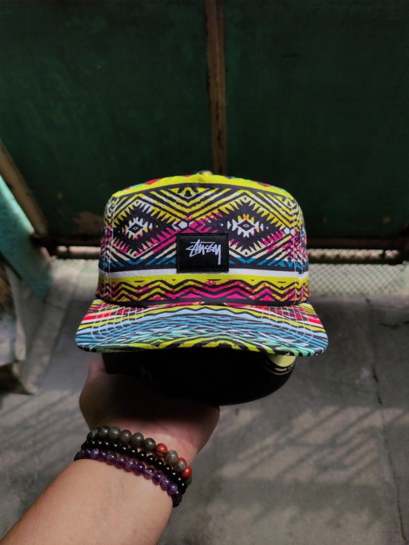 Stussy 90's aztec 5 panel cap (rare &vintage) (Category: Caps & Hats) located in Bulacan. Submitted by randomotits (Listing ID 1470397905, Image 1). Description: stussy aztec pattern vintage cap good as new well preserved ideal for daily usage padin for its age a bit nego.