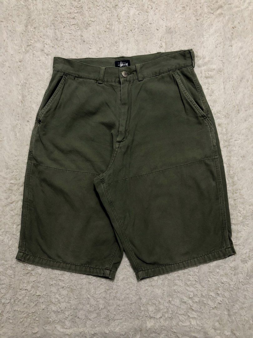STUSSY green short (Category: Shorts) located in Canaman. Submitted by thriftmoboss (Listing ID 1470449960, Image 2). Description: 📌STUSSY MACHA GREEN JORTS cotton 100% Hard denim 93% Crispy condition ✅ MADE IN China🇨🇳 DIMENSION📏 W-32 L- 22 Hem-11 Good condition condition✅ Lightly used✅ Color rate:9.5 issue: sign of usage Price:850🏷 ‎ ‎•✅PLUS SHIPPING FEE (+75) ‎•🔵MOP: G CASH ‎•🟥COURIER: JnT ‎•📍LOC:Magsaysay, Naga city ,Camarines Sur 🌫️.