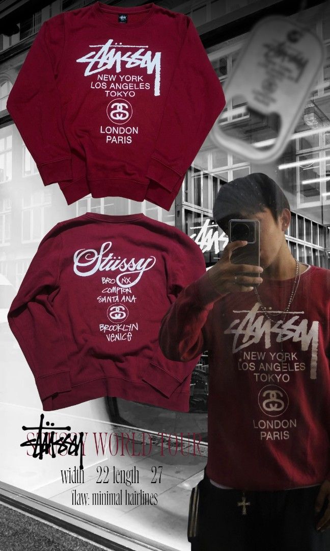 Stussy World Tour Sweater (Category: Coats, Jackets and Outerwear) located in Batangas. Submitted by arbi_sel (Listing ID 1470396655, Image 1). Description: nasa pic na details pm nalang para sa iba pang deets.