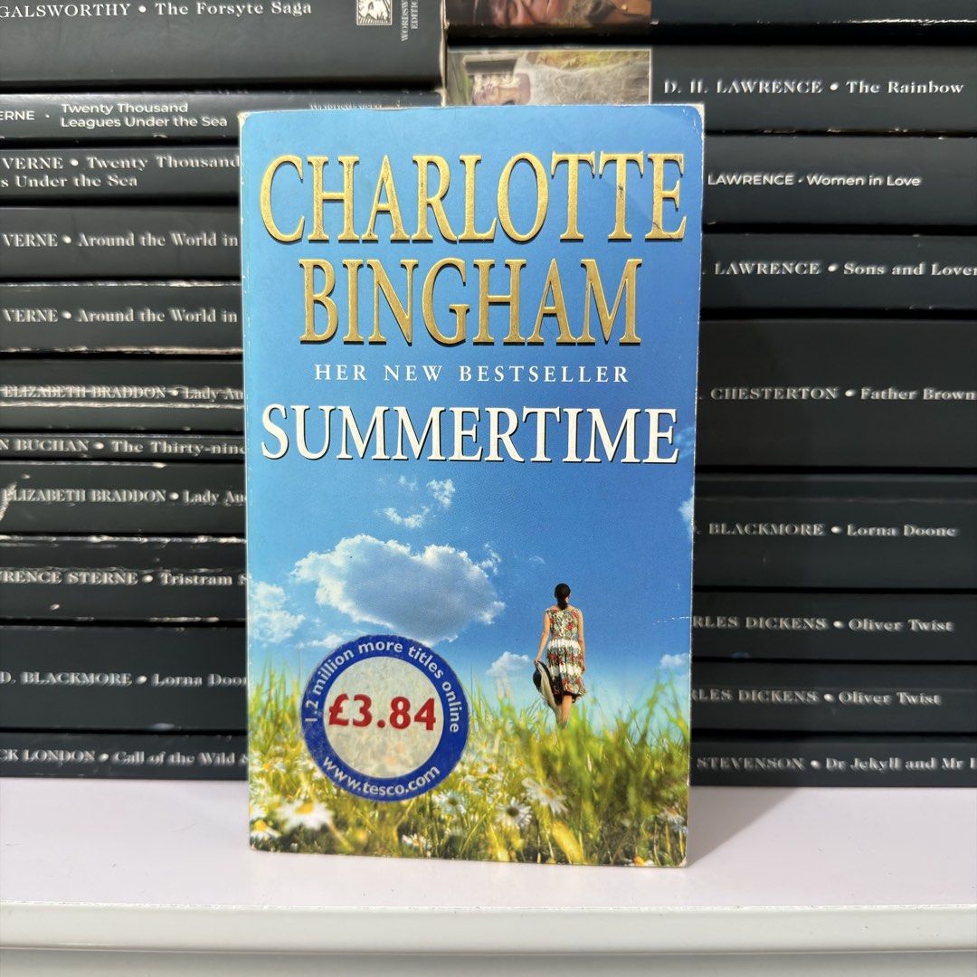 Summertime by Charlotte Bingham Novel Paperback (Category: Storybooks) located in Lingayen. Submitted by readwjane (Listing ID 1470479974, Image 1). Description: - Title: Summertime by Charlotte Bingham - Genre: Contemporary fiction and romance - Format: Paperback with clear gold lettering on the cover - Cover Design: Beautiful blue cover featuring a field of white daisies and a woman walking away - Condition: Clean edges and fully readable pages