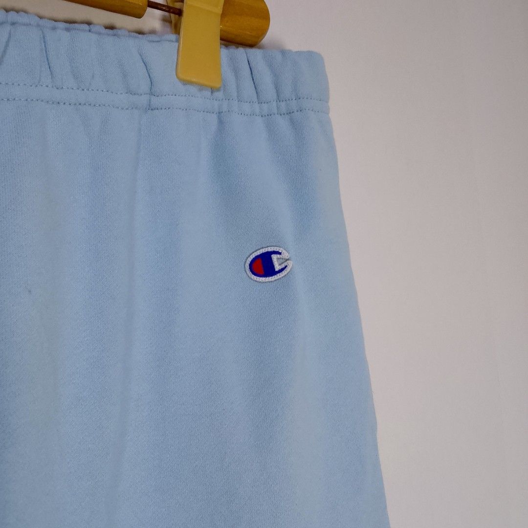 Supreme Champion Light Blue Shorts XL (Category: Shorts) located in Manila. Submitted by moisky18 (Listing ID 1470522566, Image 3). Description: - Authentic Supreme x Champion Collaboration - Color: Light Blue - Size: XL with comfortable elastic waistband - Large Champion script logo printed on the lower left leg - Small embroidered Champion 'C' logo near the top left waist - Convenient single back pocket with co-branded woven label - Perfect for