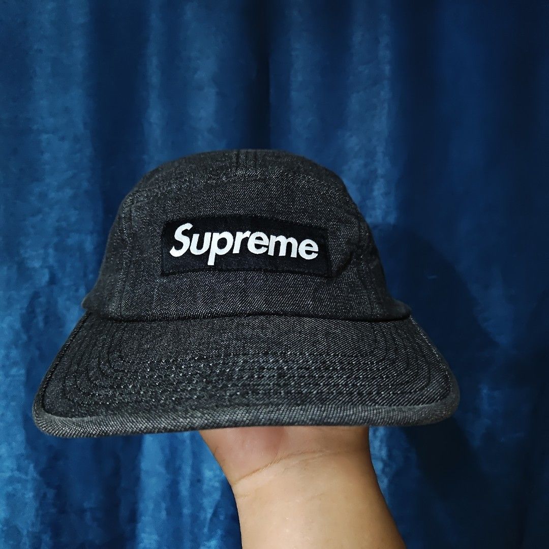 SUPREME FW14 WASHED DENIM CROC STRAP CAMP FIVE PANEL CAP (Category: Caps & Hats) located in Makati City. Submitted by upcycled.closeth (Listing ID 1470484379, Image 2). Description: - Authentic Supreme product - Size: One size fits all (men's) - excellent condition (deadstock) - croc strap leather - 100% Authentic (money back guarantee if proven to fake) - flaws: no flaws - No need to wash, ready to wear - Features design of supreme five panel de