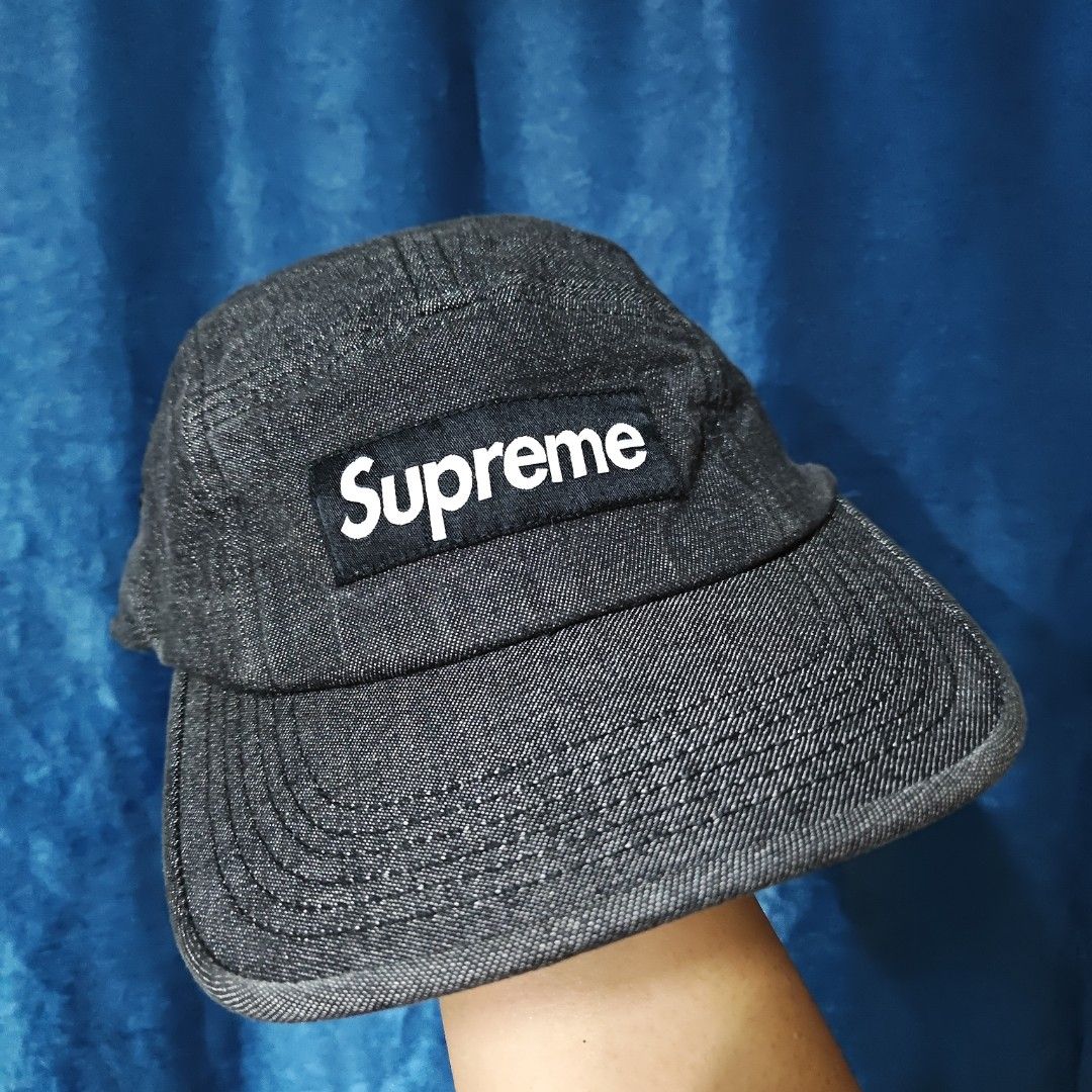 SUPREME FW14 WASHED DENIM CROC STRAP CAMP FIVE PANEL CAP (Category: Caps & Hats) located in Makati City. Submitted by upcycled.closeth (Listing ID 1470484379, Image 3). Description: - Authentic Supreme product - Size: One size fits all (men's) - excellent condition (deadstock) - croc strap leather - 100% Authentic (money back guarantee if proven to fake) - flaws: no flaws - No need to wash, ready to wear - Features design of supreme five panel de