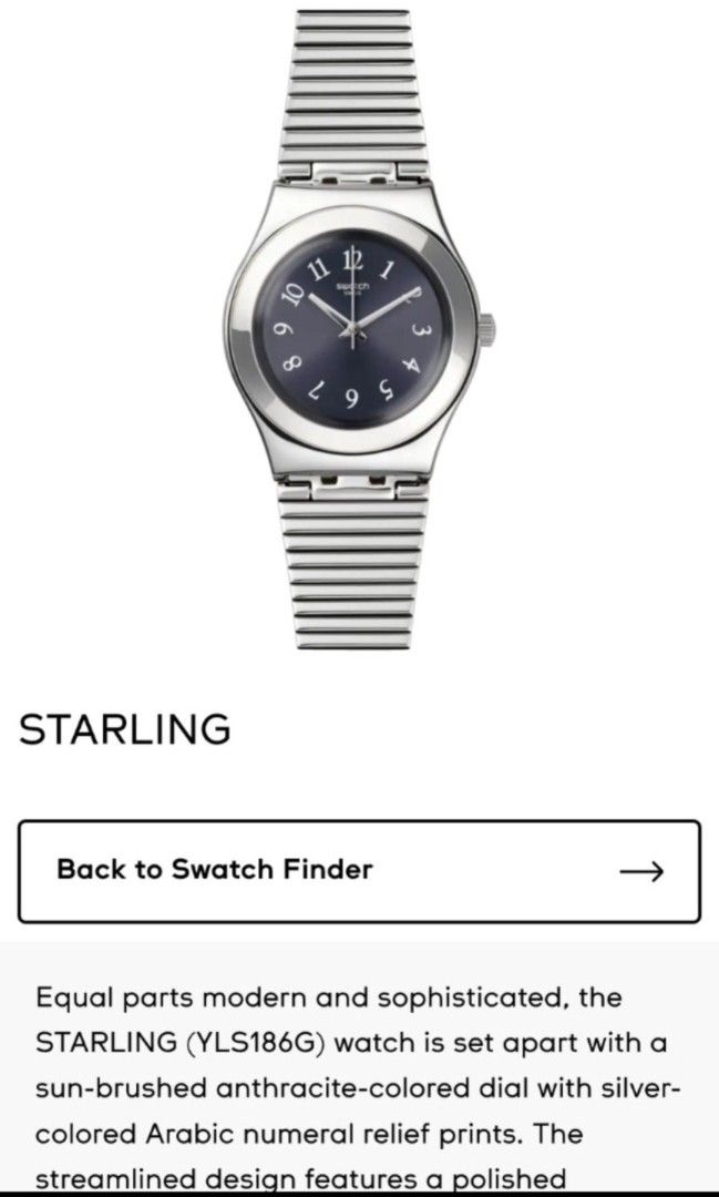 Swatch Starling (swatch irony) (Category: Women's Watches) located in Manila. Submitted by mst.08 (Listing ID 1470417967, Image 3). Description: case size: 33mm wala na yung original packaging slightly negotiable buyer handles shipping and fees mode of payment: gcash only .