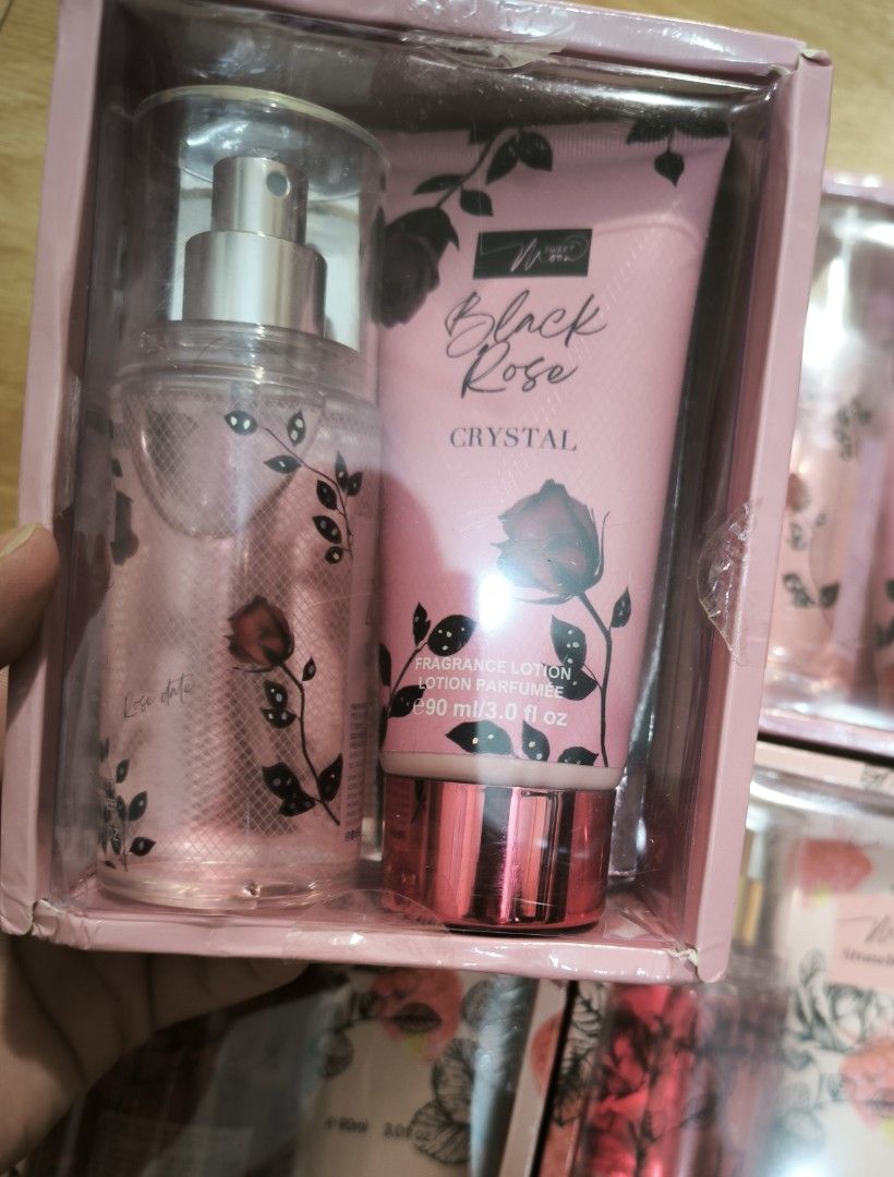 Sweet moon (Black rose) perfume and lotion (Category: Fragrance & Deodorants) located in Manila. Submitted by wearforce (Listing ID 1470473695, Image 1). Description: Sweet moon (Black rose) perfume and lotion with box sealed 301 + sf.