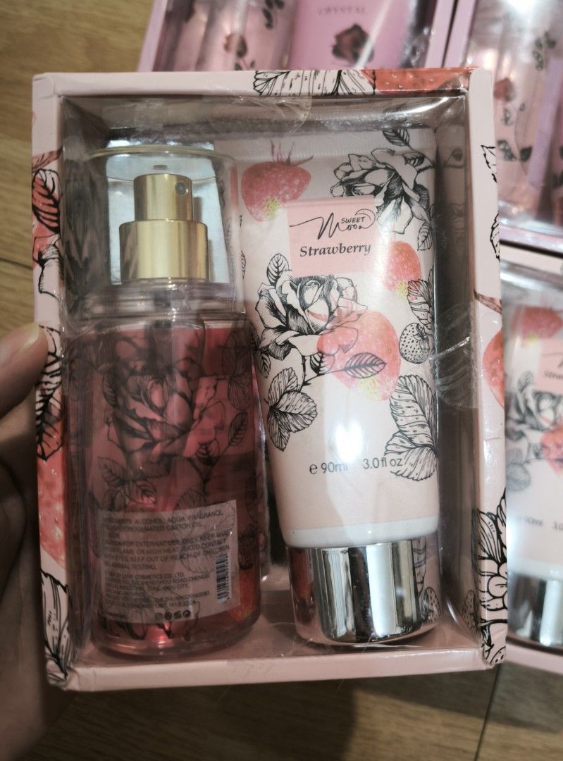 Sweet Moon (strawberry) perfume and lotion (Category: Body Care) located in Manila. Submitted by wearforce (Listing ID 1470473427, Image 1). Description: Sweet Moon (strawberry) perfume and lotion brand new with box 300 + sf.