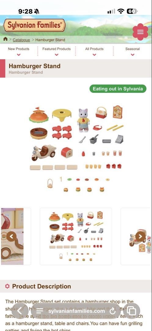 Sylvanian Families Hamburger Wagon Complete set NO BOX (Category: Kids Toys) located in Binan City. Submitted by maringotchi (Listing ID 1470502243, Image 2). Description: 𓏔 no box included 𓏔 complete accessories and parts, like new 𓏔 ₱1,590 IS LAST PRICE. NO LOWBALLING. 𓏔 ship out will be either wed or friday only 📍binan, laguna 🚚jnt or sdd.