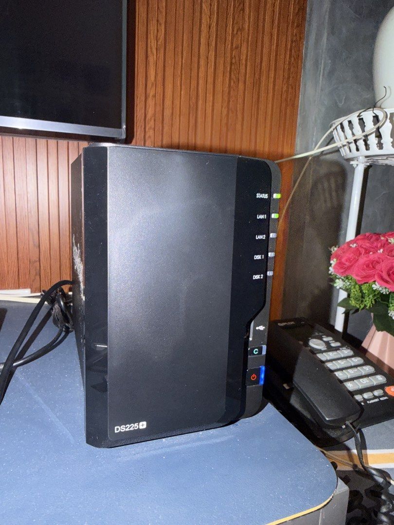 Synology DiskStation DS225+ (Category: Hard Disks & Thumbdrives) located in Marikina City. Submitted by dfsapo (Listing ID 1470420082, Image 1). Description: Drive not included purchased January 2026 - Model: Synology DiskStation DS225+ NAS - Condition: Working condition from previous setup - Capacity: 2 drive bays - Connectivity: Dual LAN ports - Features: Active status lights, black plastic housing - Includes: Attached power cable - Ideal for: 