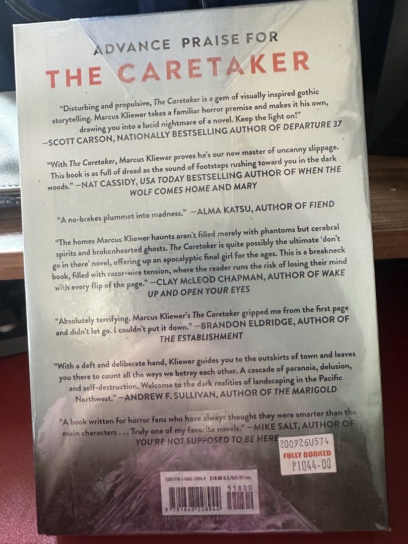 The Caretaker by Marcus Kliewer deckled edge (Category: Storybooks) located in Quezon City. Submitted by nicole0811 (Listing ID 1470361108, Image 2). Description: Brand new sealed from fully booked deckled edge .
