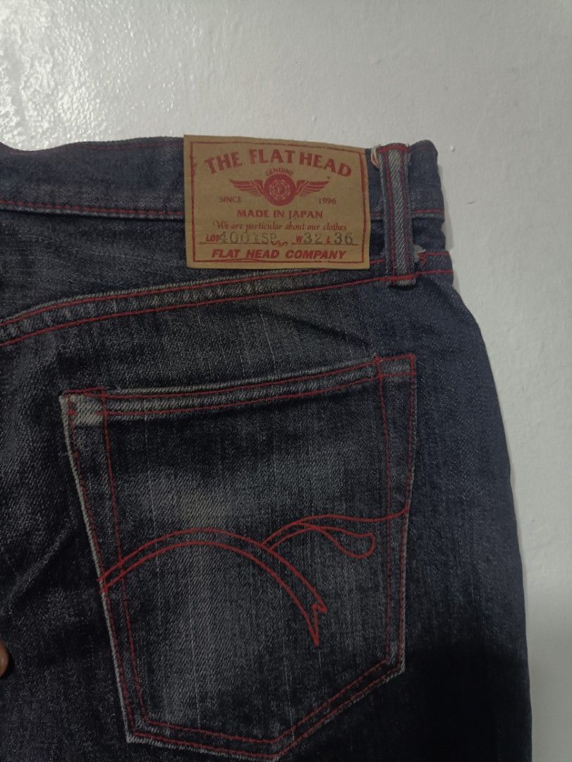 The flat head single line selvegde jeans (Category: Jeans) located in Muntinlupa City. Submitted by kamiseta01 (Listing ID 1470349704, Image 3). Description: authentic the flat head single line selvegde jeans made in Japan size 32 details posted.