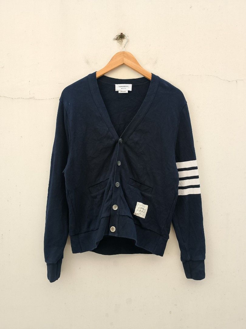 Thom Browne Cardigan (Category: Coats, Jackets and Outerwear) located in Subic. Submitted by stealo (Listing ID 1470379753, Image 1). Description: Thom Browne Cardigan Made In Japan Size 1 (20.5/24.5) Excellent 750 J&T Gcash Olongapo City.