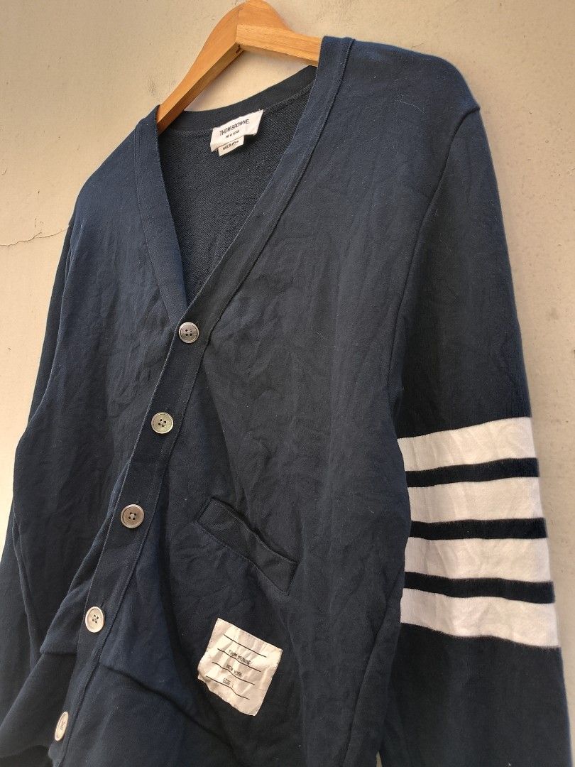 Thom Browne Cardigan (Category: Coats, Jackets and Outerwear) located in Subic. Submitted by stealo (Listing ID 1470379753, Image 2). Description: Thom Browne Cardigan Made In Japan Size 1 (20.5/24.5) Excellent 750 J&T Gcash Olongapo City.
