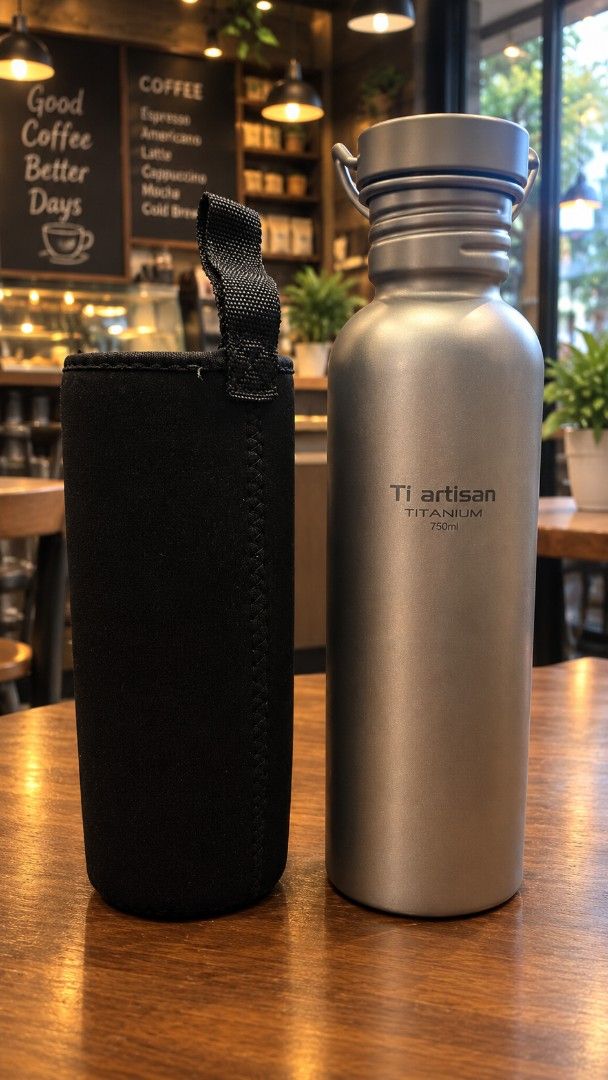 Ti Artisan Titanium Water Bottle 750ml (Category: Hiking & Camping) located in Makati City. Submitted by punisher2k19 (Listing ID 1470389409, Image 1). Description: Brand new in box. Pure titanium water bottle with insulator included. For pick up only in makati (Near makati coliseum) Price is firm.