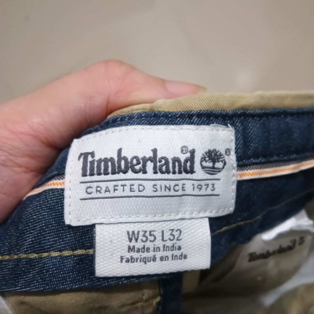 TIMBERLAND Khaki Pants (Category: Jeans) located in Caloocan City. Submitted by jaychingsss (Listing ID 1470429933, Image 2). Description: Timberland Khaki Pants - 150 Waist 36 Length 40 Color Rate: 9/10 Complete Tags Minor issue: Few scratch sa bandang bulsa check photo NEED WASH.