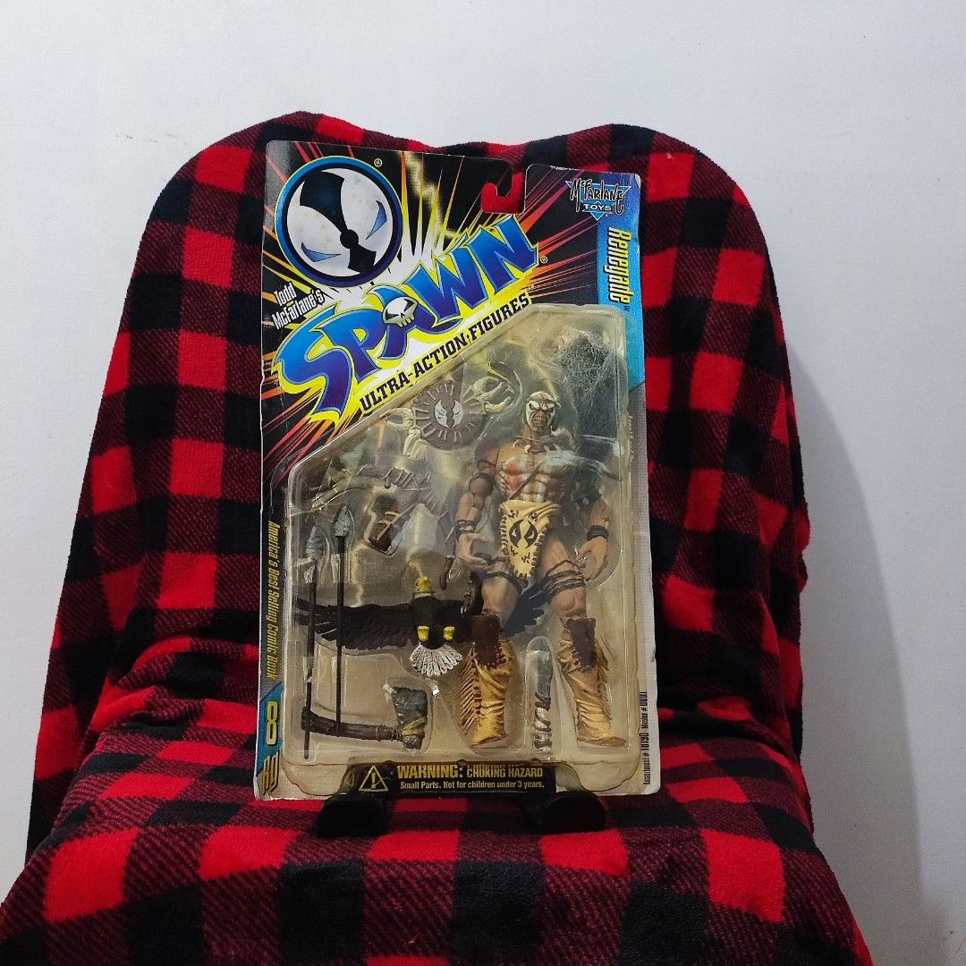 Todd McFarlane's Spawn Ultra-Action Figures Renegade (Category: Figurines & Statues) located in Aliaga. Submitted by nekotoys (Listing ID 1470377681, Image 1). Description: - Item: Todd McFarlane's Ultra-Action Figures - Spawn Renegade - Condition: Brand new, unopened original blister card (slight shelf wear on box) - Included Accessories: Eagle companion, shield, spear, and tomahawk - Highlights: Rare collectible piece, highly detailed, perfect 