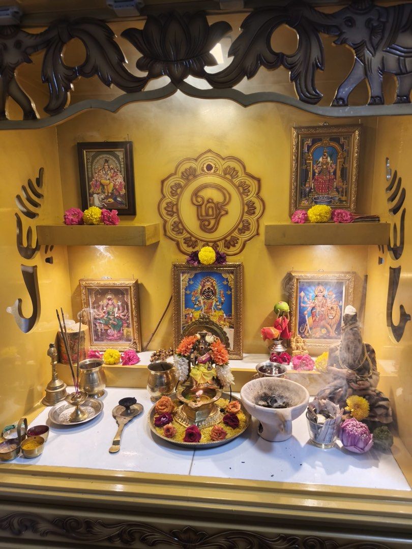 Traditional Wooden Pooja Mandir Cabinet with Storage and Elephant ...