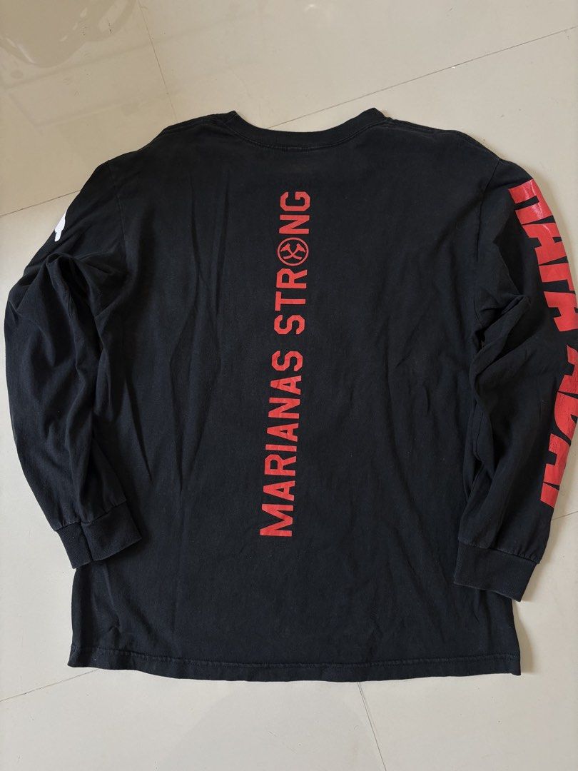 Tribe Marianas Long Sleeve (Category: Tshirts & Polo Shirts ) located in General Santos City (Dadiangas). Submitted by a.rt.eyes (Listing ID 1470401821, Image 2). Description: Tribe Marianas Long Sleeve Size large on tag Dimension width 21 length 28 Excellent condition Color rate 9/10 Original Merch Minimal hairline crack prints only, pls see last pic Located in General Santos City, Mindanao. Shipping fee applies for buyers outside my location. P