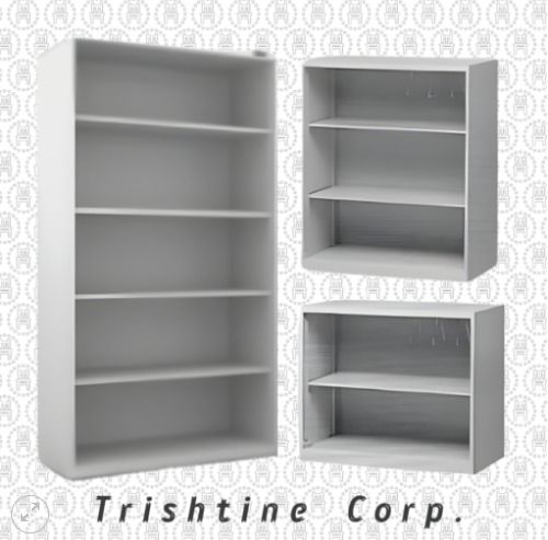 TSCAB-022 | 2-5 Layers Open Fixed Shelves Display Cabinet (Category: Shelves, Cabinets & Racks) located in Caloocan City. Submitted by jim.trishtineofficefurnitures (Listing ID 1470431208, Image 1). Description: - Brand: Trishtine Corp - Color: Neutral grey - Design: Clean open shelving with multiple tiers - Use: Ideal for books, folders, and display items in offices or living rooms - Features: Solid, sturdy structure with ample storage height DI