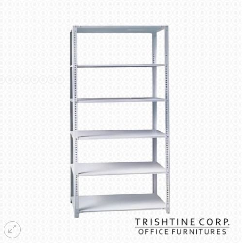 TSR-006 | 6 Layer Steel Rack (Category: Shelves, Cabinets & Racks) located in Caloocan City. Submitted by jim.trishtineofficefurnitures (Listing ID 1470415275, Image 1). Description: - Brand: Trishtine Corp Office Furniture - Type: Six-tier heavy-duty metal rack - Color: Clean white - Features: Adjustable shelf heights and sturdy steel construction - Space-Saving: Maximizes vertical storage while taking up minimal floor space - Ideal For: Garages