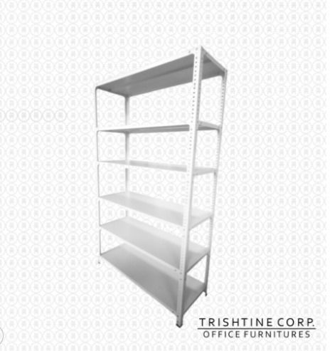 TSR-013 | 6-layer Metal Rack 120kg Capacity (Category: Shelves, Cabinets & Racks) located in Caloocan City. Submitted by jim.trishtineofficefurnitures (Listing ID 1470403130, Image 1). Description: - Color: Clean white - Material: Heavy-duty metal - Tiers: 6 spacious shelves - Design: Open storage with a minimalist look - Versatile: Ideal for offices, warehouses, or retail spaces - Features: Adjustable shelf heights - Assembly: Simple assembly re