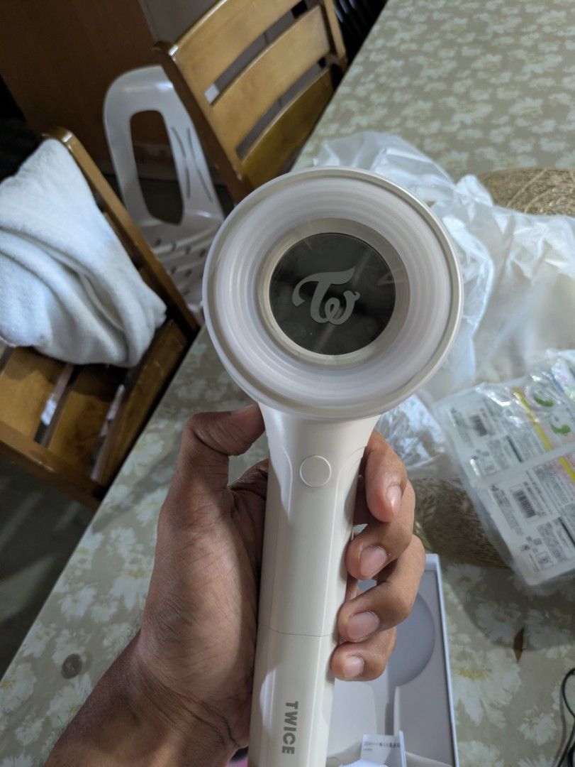Twice candybong infinity light stick original (Category: K-Wave Merchandise) located in Angeles City. Submitted by renzyboypalaboy (Listing ID 1470557047, Image 3). Description: may worn at damage lang sa box pero the stick is i excellent condition working no issues with battery included.