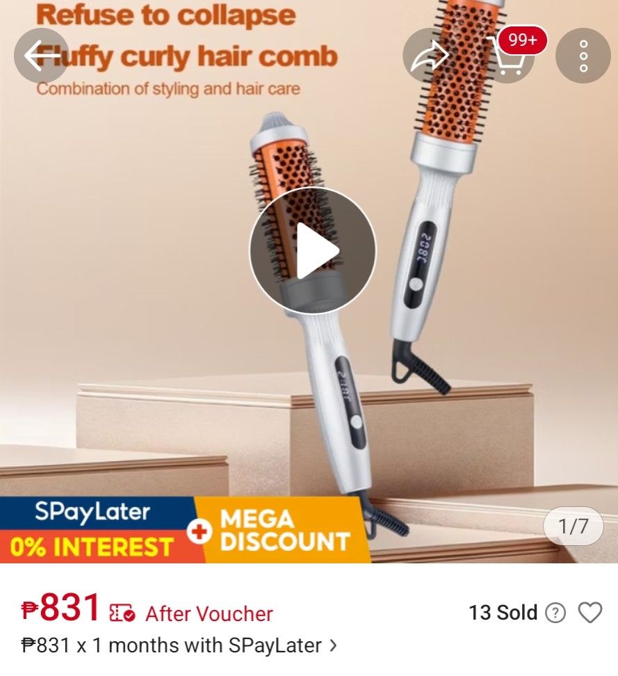 Ubeator Multifunctional Thermal Brush (Category: Hair) located in Las Pinas. Submitted by armariodemaria (Listing ID 1470545947, Image 2). Description: Electric hair styling comb in sleek silver and orange. Features a dual-function design for drying and curling, digital temp display, and an ergonomic handle with a swivel cord. Perfect for quick, everyday styling. Like new, used only a few times. RFS: Decluttering.