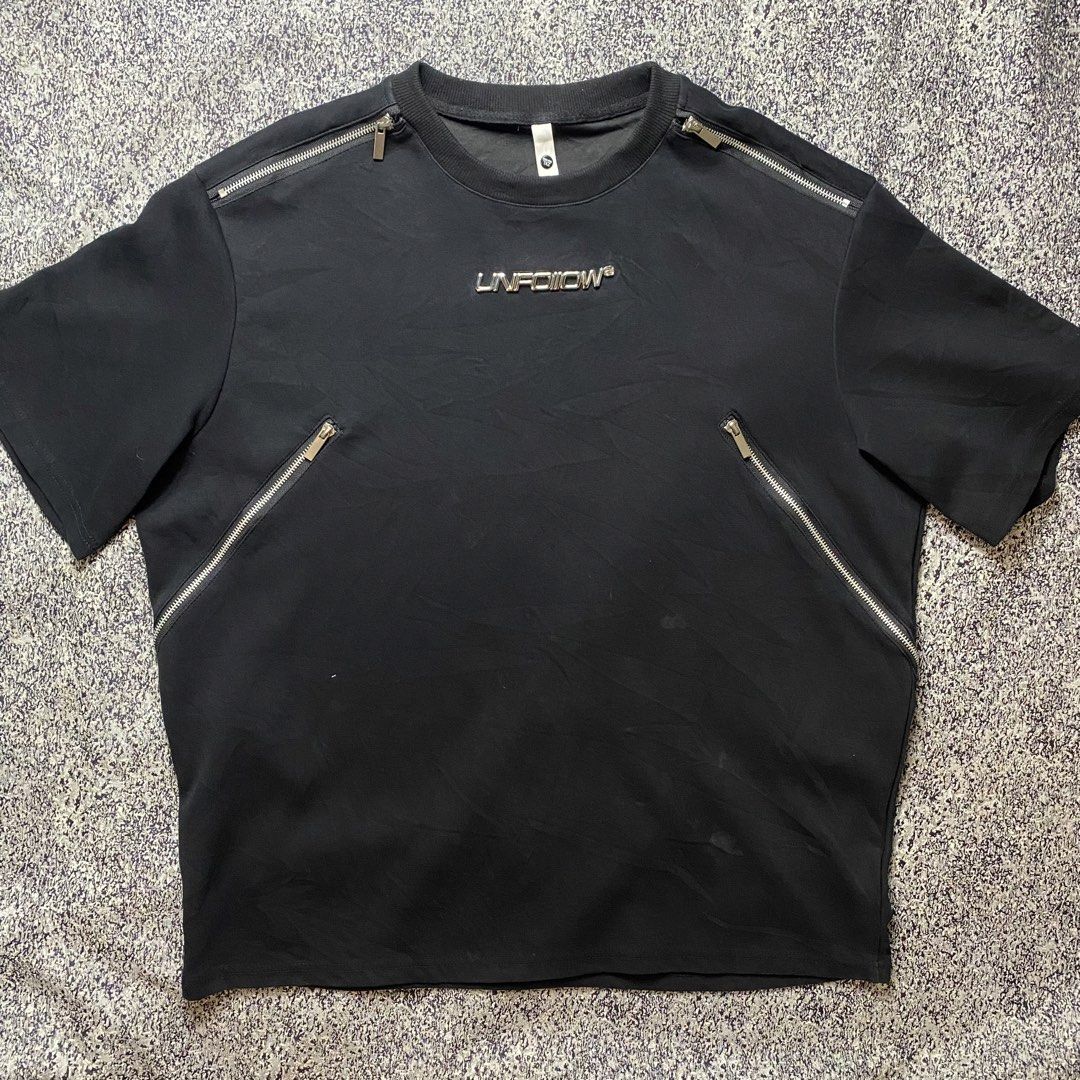 Unfollow multi zip tees (Category: Formal Shirts) located in Quezon City. Submitted by semantaryrave (Listing ID 1470449328, Image 1). Description: Unfollow multi zip oversize Size XL Good condition Width- 26 Length-31 Dm purchase .