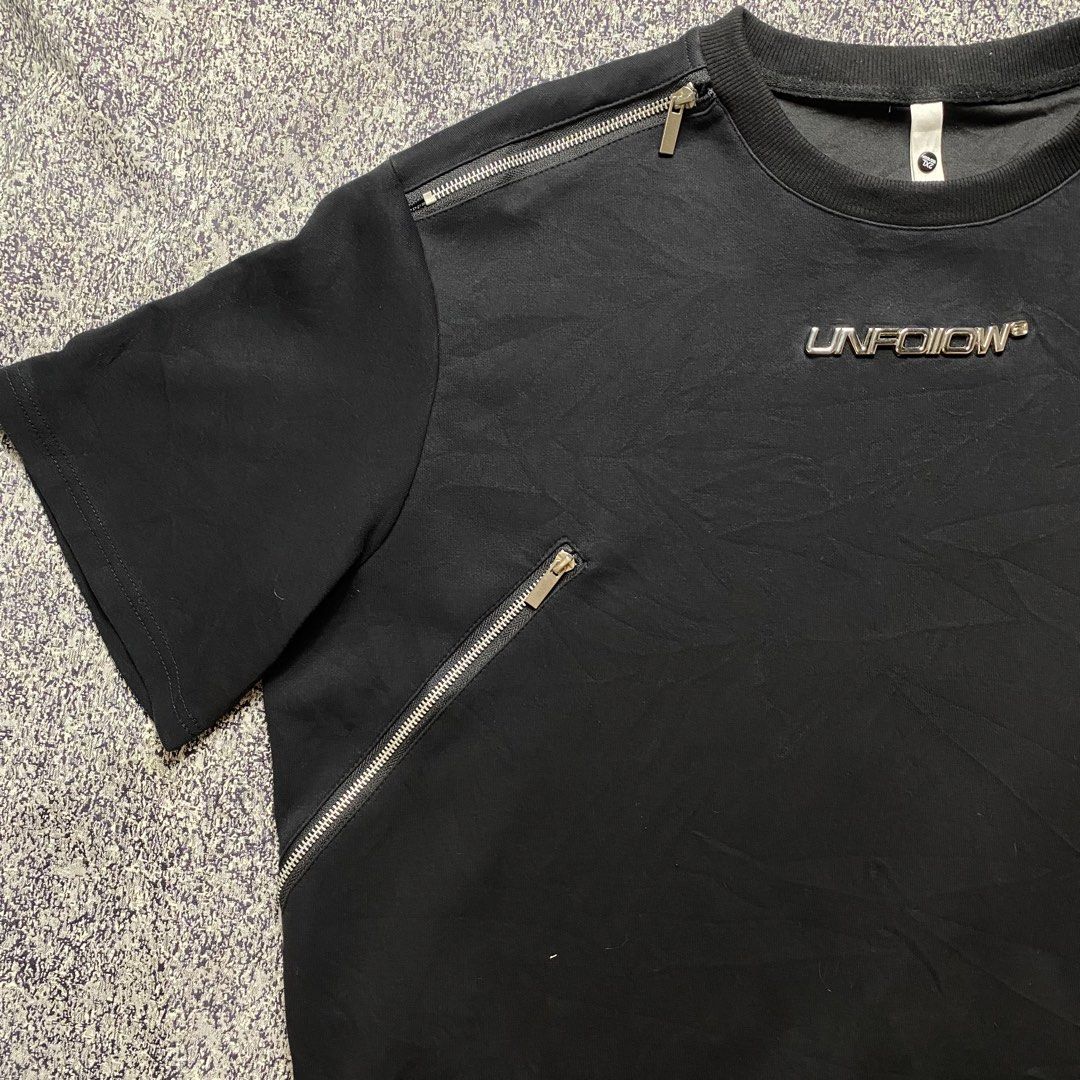 Unfollow multi zip tees (Category: Formal Shirts) located in Quezon City. Submitted by semantaryrave (Listing ID 1470449328, Image 3). Description: Unfollow multi zip oversize Size XL Good condition Width- 26 Length-31 Dm purchase .