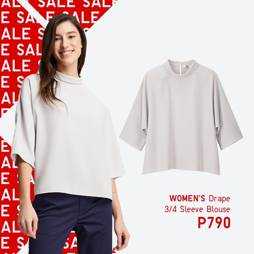 UNIQLO drape 3/4 sleeve top (Category: Blouses) located in San Jose del Monte. Submitted by mamiracky (Listing ID 1470449413, Image 1). Description: .