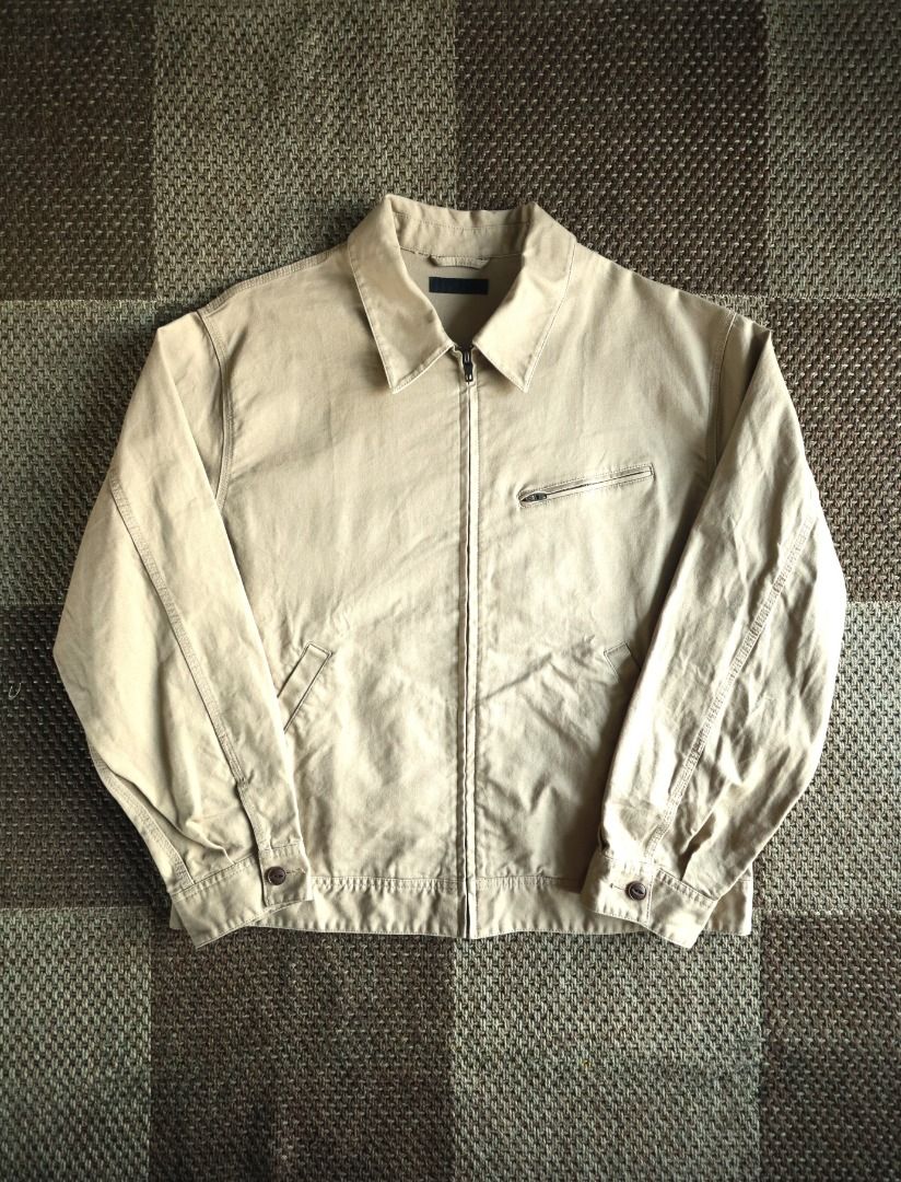 Uniqlo Khaki Zip-Up Blouson Jacket (Category: Coats, Jackets and Outerwear) located in Pasig City. Submitted by mlclmchrs (Listing ID 1470441181, Image 1). Description: Sizing: XL on tag Width - 24.5 inches Length - 27 inches Sleeve length - 25 inches NO ISSUES (Brand New Condition).