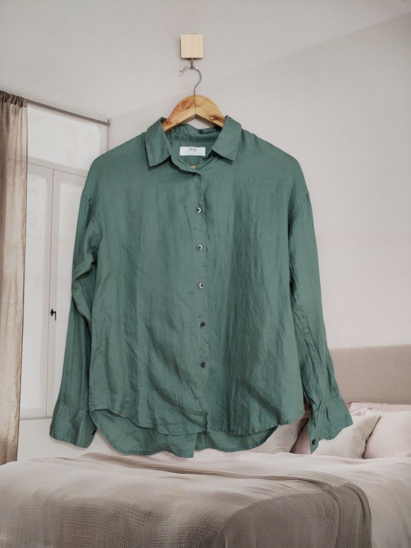 Uniqlo linen olive top (Category: Longsleeves) located in Lucena. Submitted by styleddsc (Listing ID 1470363363, Image 2). Description: .