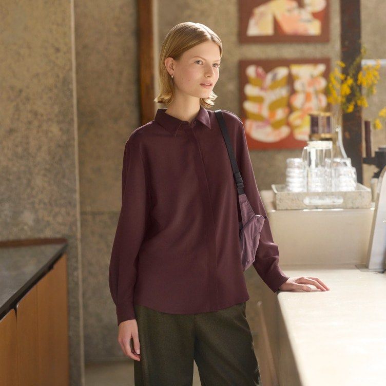 UNIQLO rayon long sleeve top (Category: Longsleeves) located in San Jose del Monte. Submitted by mamiracky (Listing ID 1470439062, Image 1). Description: .
