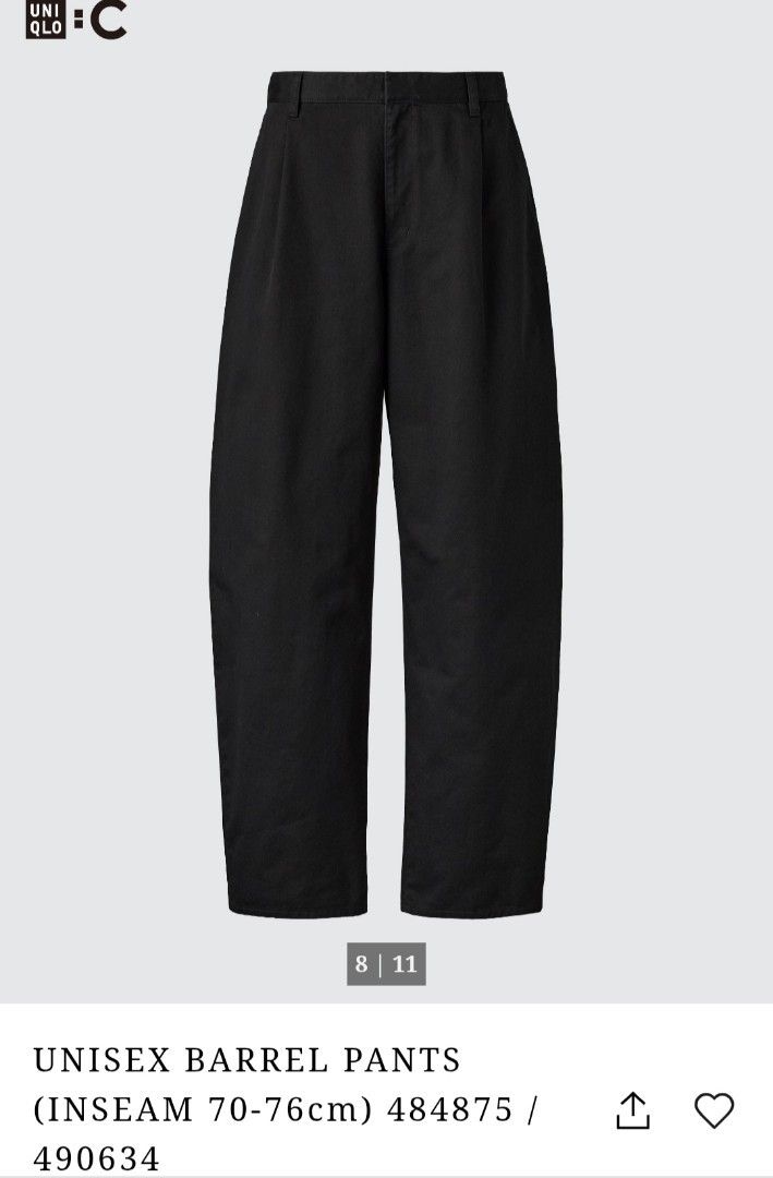 UNIQLO:C Men's Barrel Pants (Category: Chinos) located in Basista. Submitted by purpleens_shop (Listing ID 1470436921, Image 2). Description: Black 🖤 Condition:10/10.