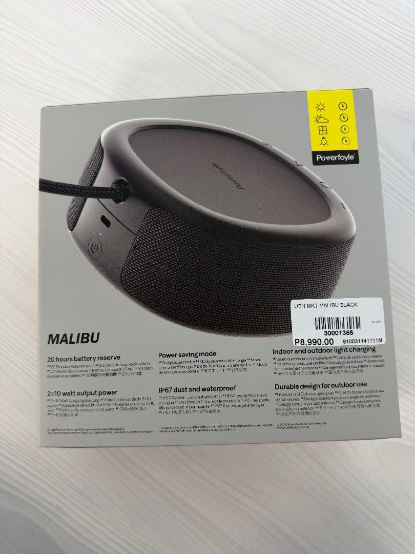 Urbanista Malibu (Category: Soundbars, Speakers & Amplifiers) located in Taguig. Submitted by angellicaaaa_ (Listing ID 1470439401, Image 2). Description: Urbanista Malibu Solar Charging Speaker Brand new Waterproof Wireless speaker With lanyard Rfs: got an extra one.