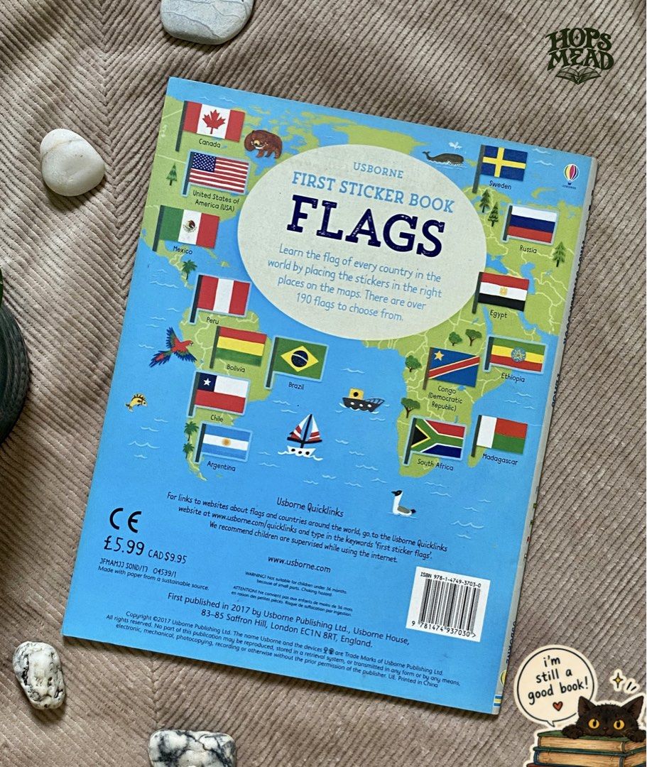 USBORNE FLAGS STICKER BOOK (Category: Children's Books) located in Lucena. Submitted by hopsmead (Listing ID 1470493757, Image 2). Description: :: USBORNE FLAG STICKER BOOK ₱99 ☰Original print from the UK. Stickers have been placed on rightful destinations, nevertheless, still a good book/read for 1) learning and memorizing about countries in different continents. 2) differentiating flags that look similar to each other :: BOOK QUALITY & ORIGIN ☰
