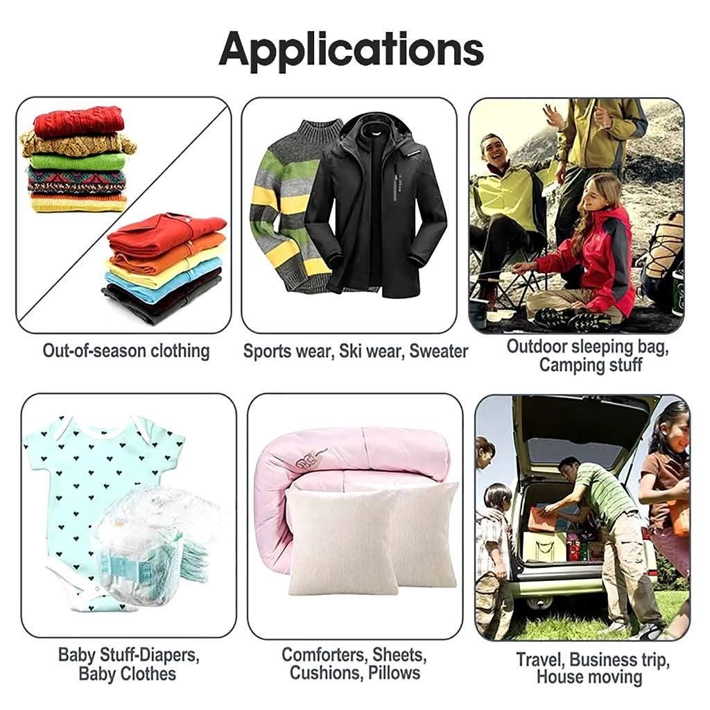 Vacuum storage bags (Category: Travel Essentials & Accessories) located in Manila. Submitted by yzlshop (Listing ID 1470375304, Image 3). Description: Price per pc. 35x40cm 45.00/pc 40x60cm 65.00/pc 60x80cm 85.00/pc 80x100cm 100.00/pc Manual pump 90.00/pc Electric vacuum pump 280/pc.