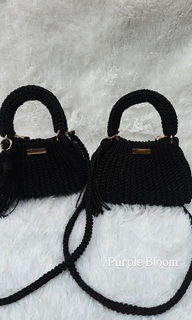 Victoria Bag Crochet (BLACK) (Category: Shoulder Bags) located in Antipolo. Submitted by purple_bloom (Listing ID 1470502660, Image 2). Description: We are now Collecting Orders for Our Crochet VICTORIA BAG Details: 6x9 inches with Tassel 120cm Romanian Cord Strap Magnetic Lock Metal Accessories (Gold) 3mm Tiny Cord/Polypropylene Yarn ✅ Can Request Other Colors (MTO) 📣 Open for Commission/Lineups/Reservations 700 each 600 min of 4 pcs+ 💌 DM Us 
