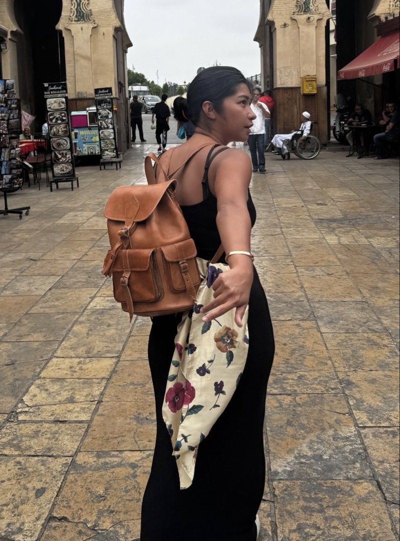 Vintage Brown Real Leather Backpack with Front Pocket (Category: Backpacks) located in Paranaque City. Submitted by closetcore (Listing ID 1470507917, Image 2). Description: Real leather. Bought in Morocco in 2024. .
